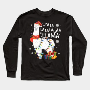 Awesome Fa La La Llama Merry Christmas Lllama Lover Christmas Pajamas Long Sleeve T-Shirt